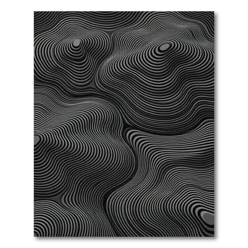 Monochromatic Wavy Contour Lines Rug