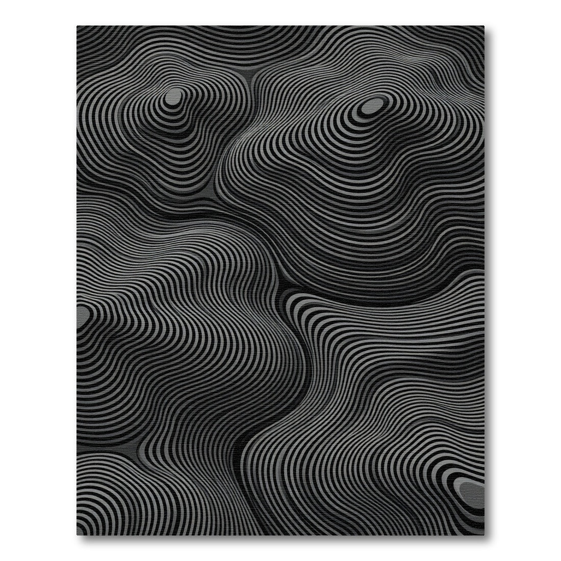 Monochromatic Wavy Contour Lines Rug