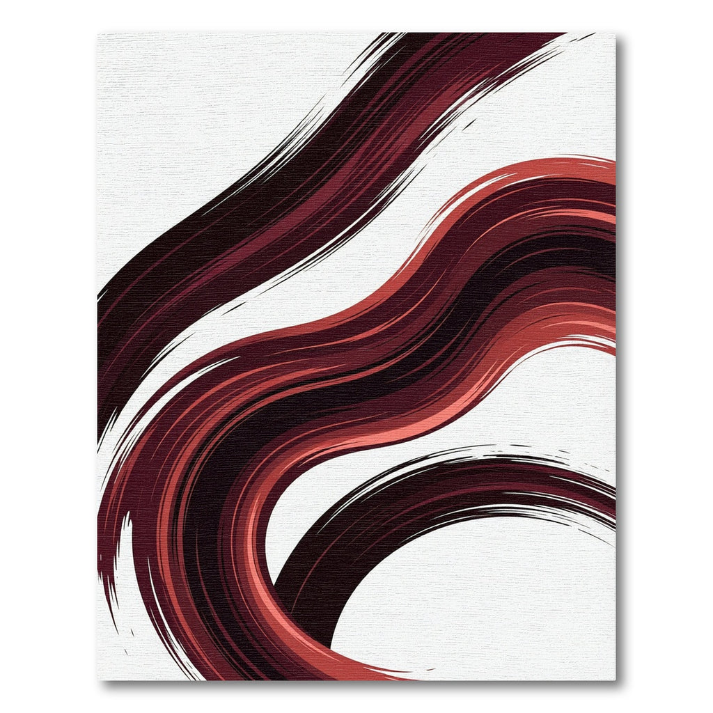 Modern Crimson Abstract Flowing Waves Rug