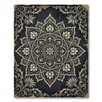 Ornate Charcoal Gold Floral Mandala Rug