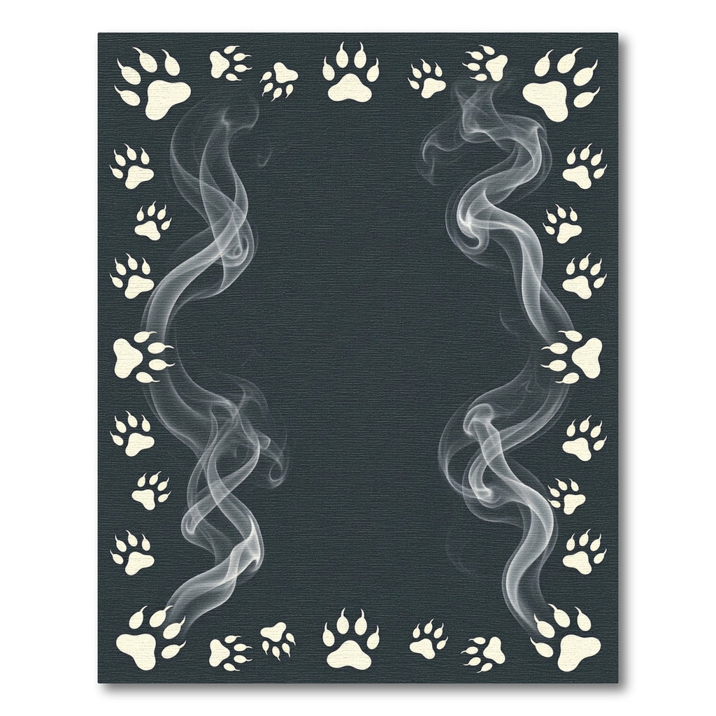 Smoky Charcoal Paw Footprint Border Rug