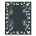 Smoky Charcoal Paw Footprint Border Rug
