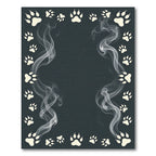 Smoky Charcoal Paw Footprint Border Rug