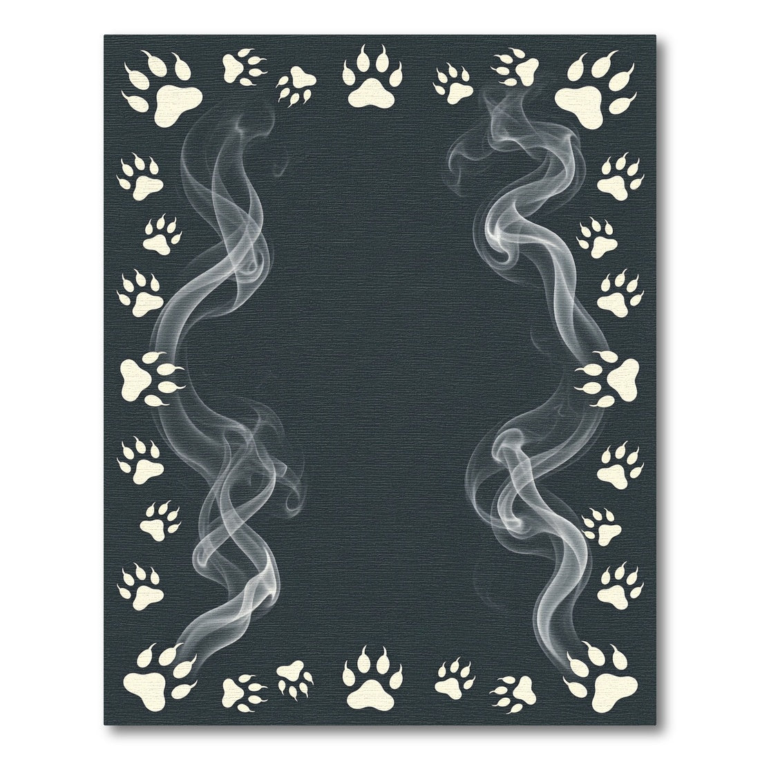 Smoky Charcoal Paw Footprint Border Rug