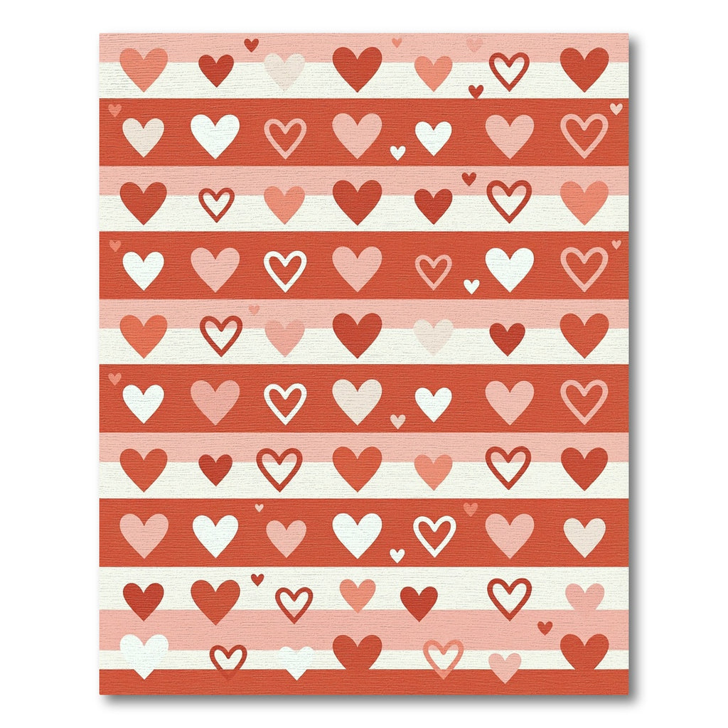 Blushing Hearts On Red Stripes Rug