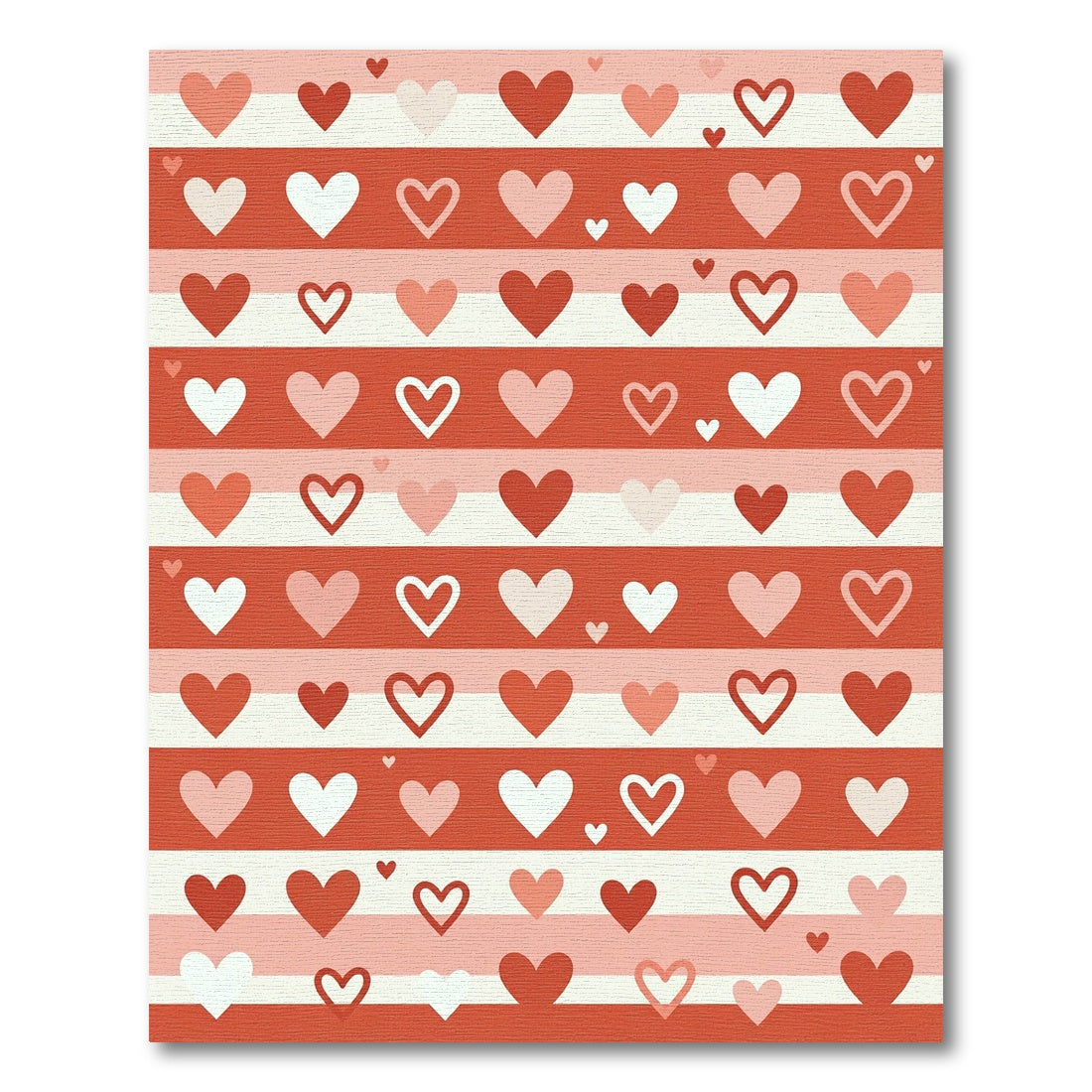 Blushing Hearts On Red Stripes Rug