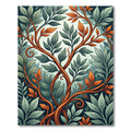 Earthy Green and Copper Botanical Vine Rug