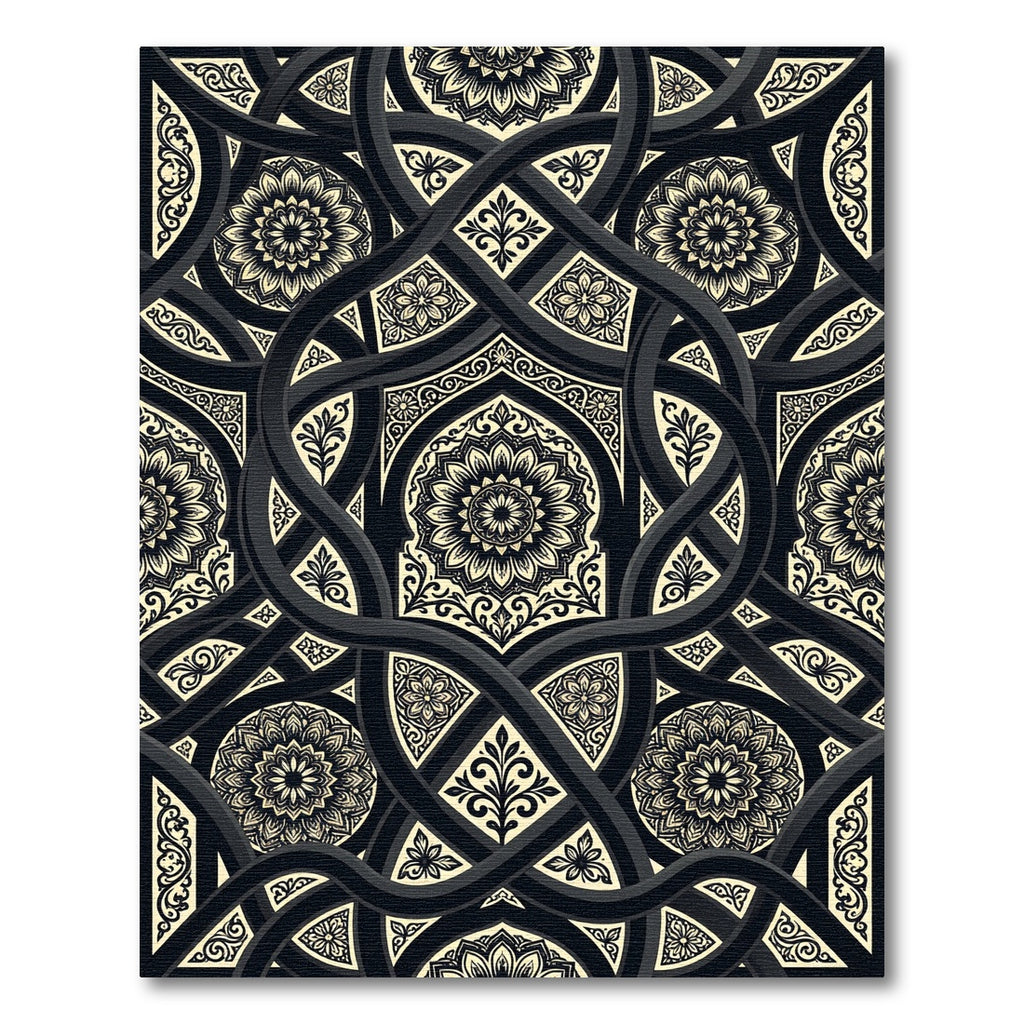 Monochromatic Floral Interlocking Scroll Weave Rug