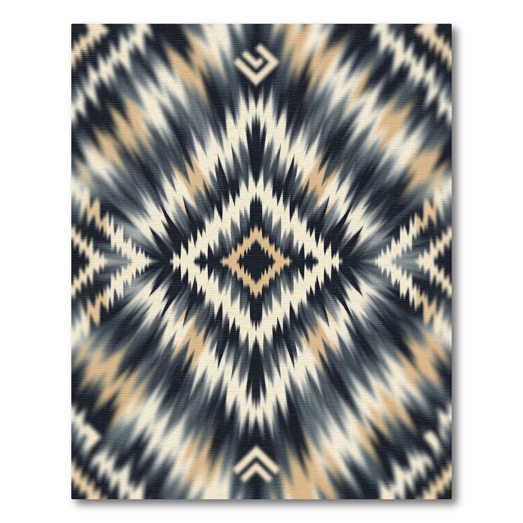 Abstract Charcoal Beige Ikat Diamond Rug