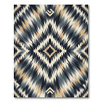 Abstract Charcoal Beige Ikat Diamond Rug