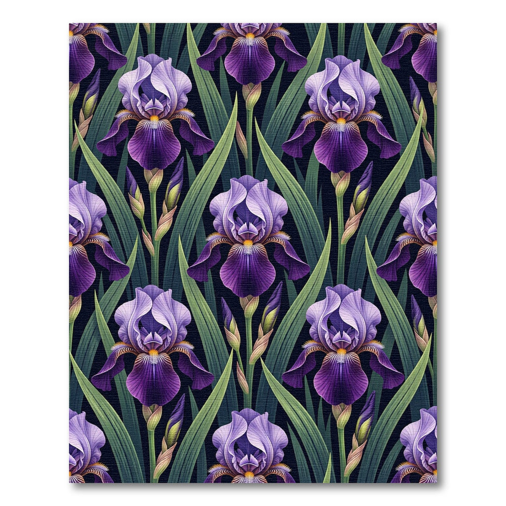 Vibrant Purple Iris Botanical Floral Rug