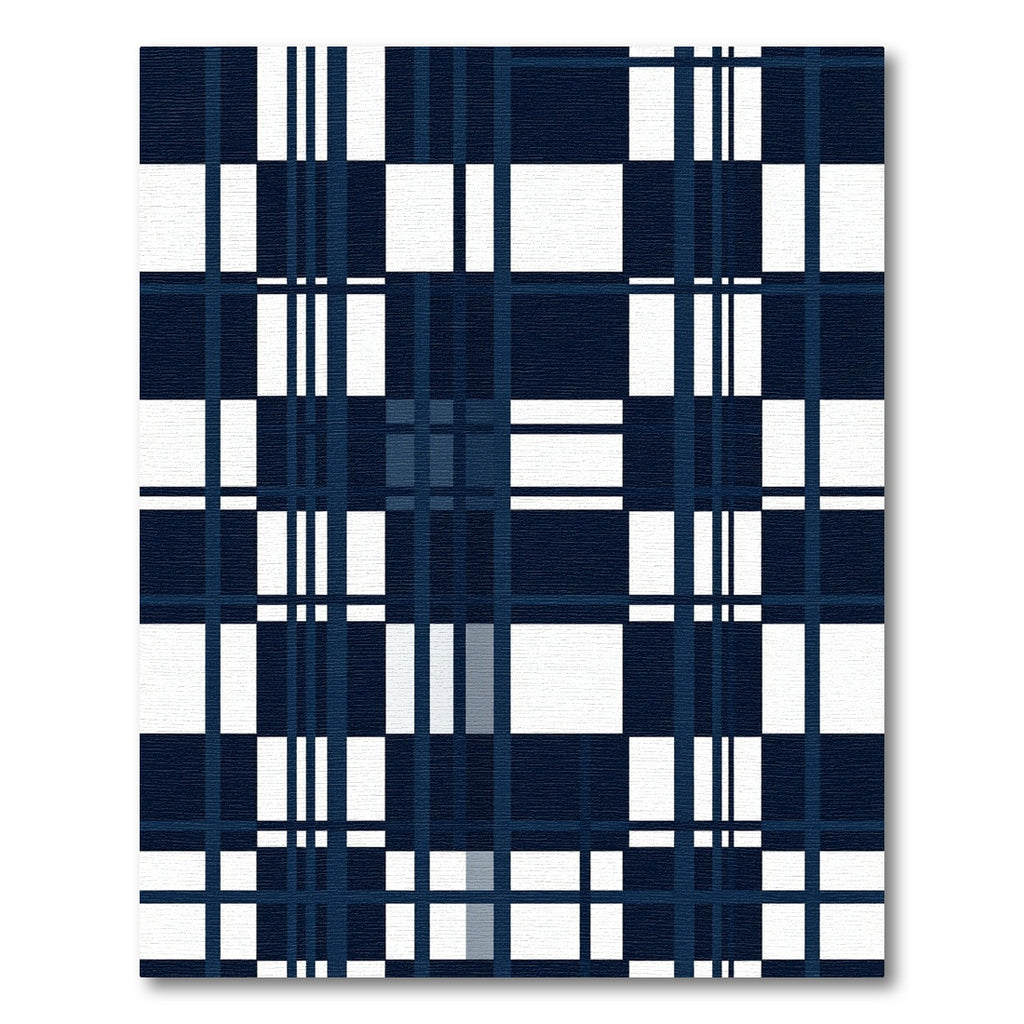 Navy White Modern Plaid Stripes Rug