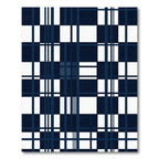 Navy White Modern Plaid Stripes Rug