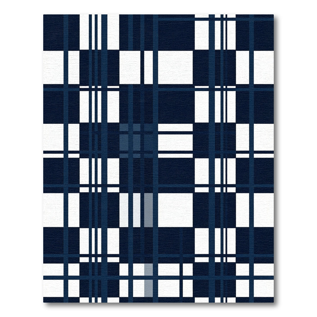 Navy White Modern Plaid Stripes Rug