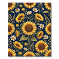 Radiant Golden Sunflower Navy Floral Rug