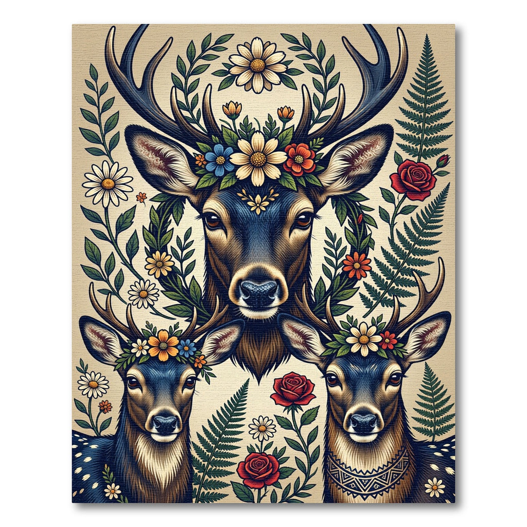 Floral Deer Antler Forest Meadow Rug