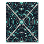 Cosmic Teal Satellite Orbit Rug