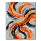 Abstract Orange and Black Swirl Rug