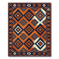 Bold Navy and Rust Geometric Diamond Rug