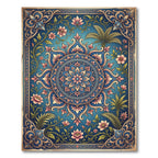 Elegant Floral Medallion Azure Teal Rug