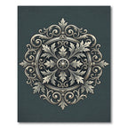 Ornate Slate Gray Victorian Acanthus Medallion Rug