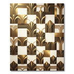 Art Deco Gold Black Fan Inlay Rug