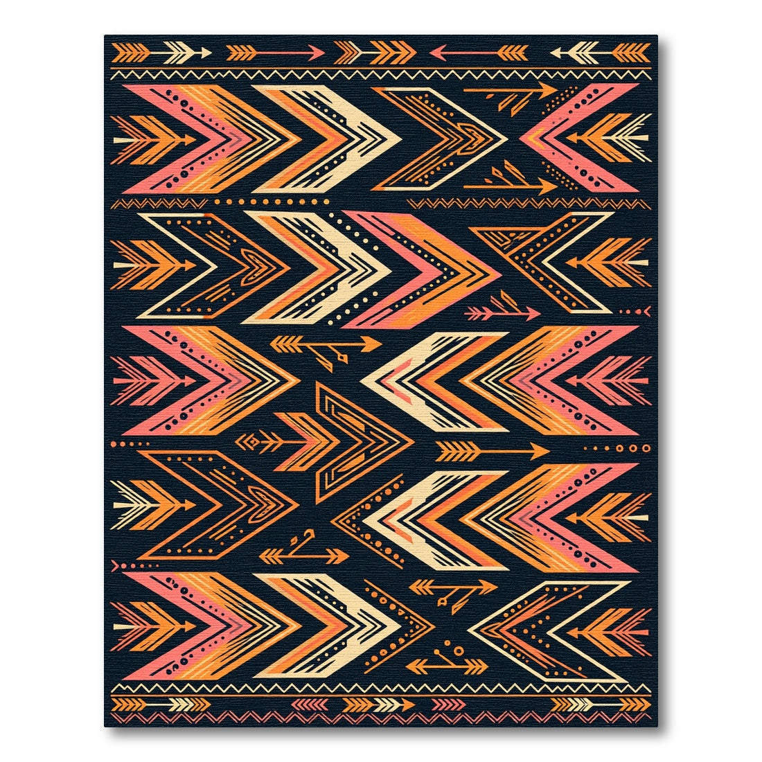 Vibrant Geometric Arrow Tribal Rug