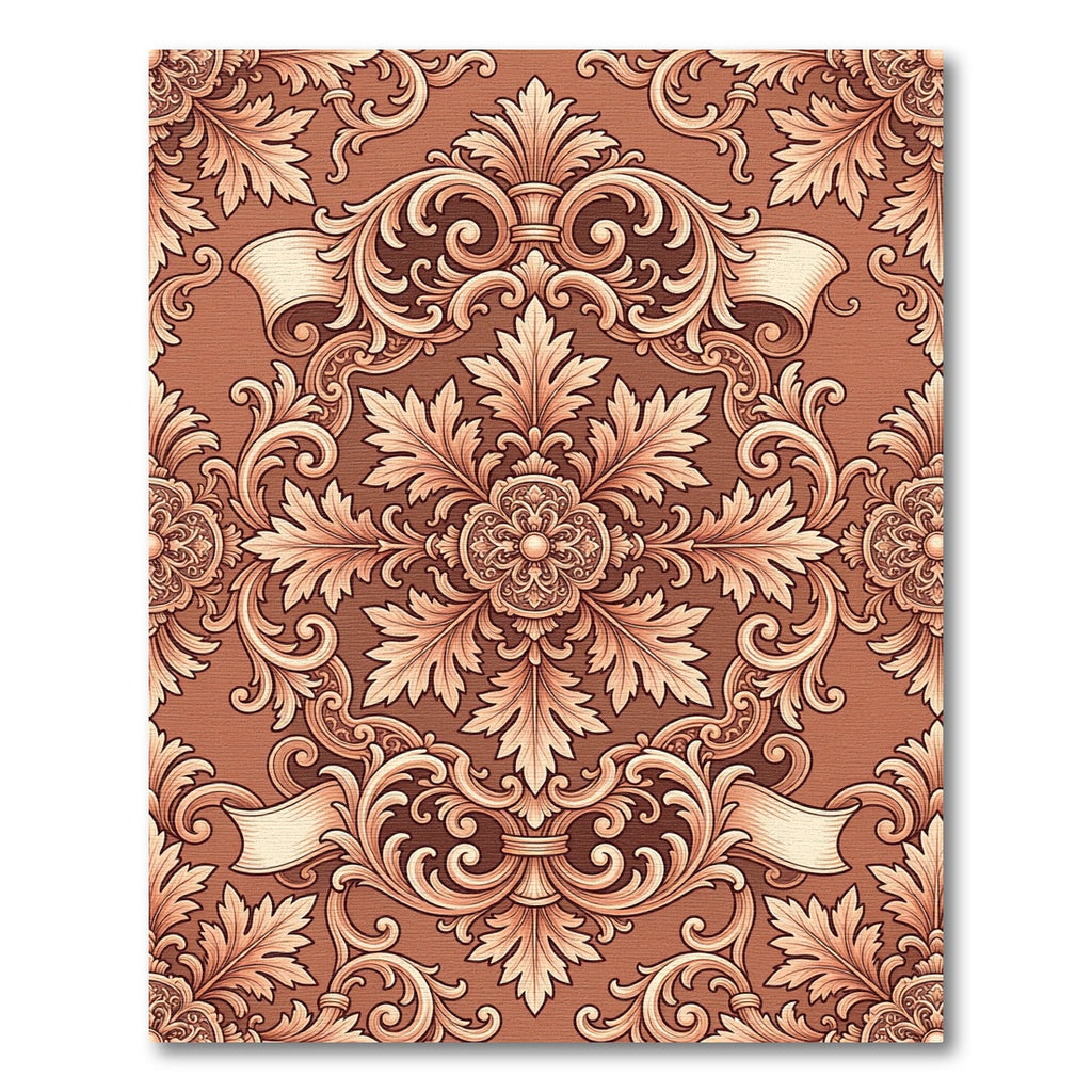Opulent Russet Acanthus Scroll Border Rug