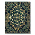 Elegant Midnight Emerald Floral Medallion Rug
