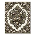 Ornate Golden Crown Shell Acanthus Crest Rug