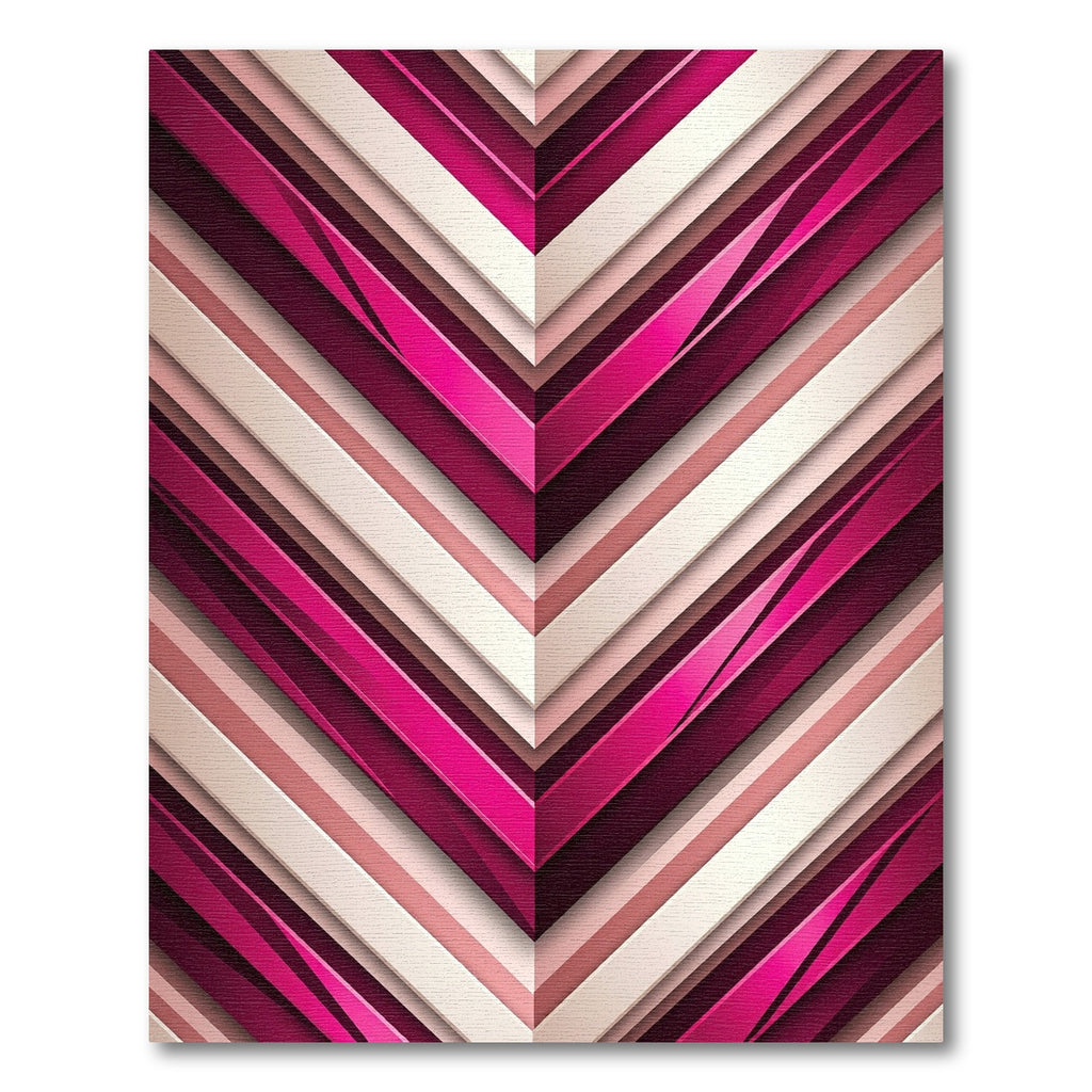 Modern Magenta Geometric Chevron Stripe Rug