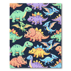 Playful Colorful Dinosaur Navy Backdrop Rug