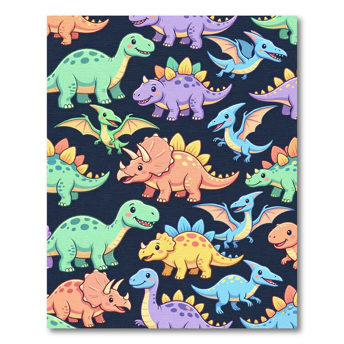 Playful Colorful Dinosaur Navy Backdrop Rug