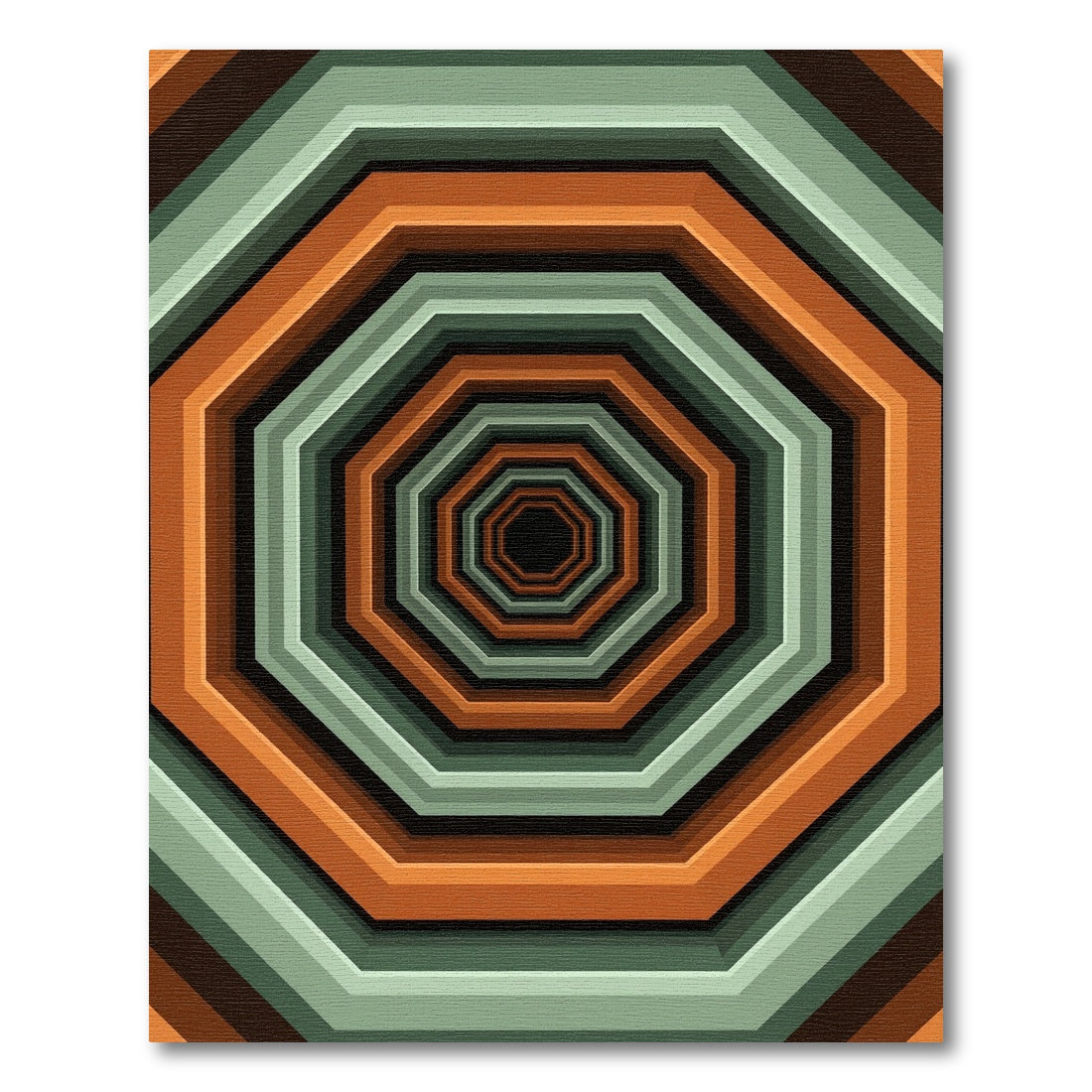 Geometric Sage and Copper Octagon Tunnel Rug