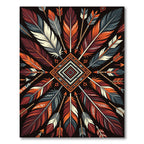 Bold Tribal Feather and Diamond Art Rug