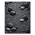 Glossy Black Stone Mosaic Composition Rug