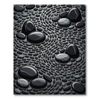 Glossy Black Stone Mosaic Composition Rug