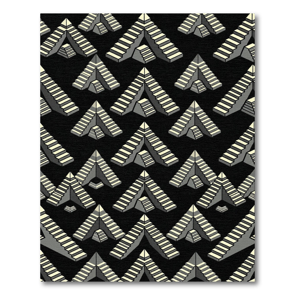Modern Gray Isometric Stairs Rug