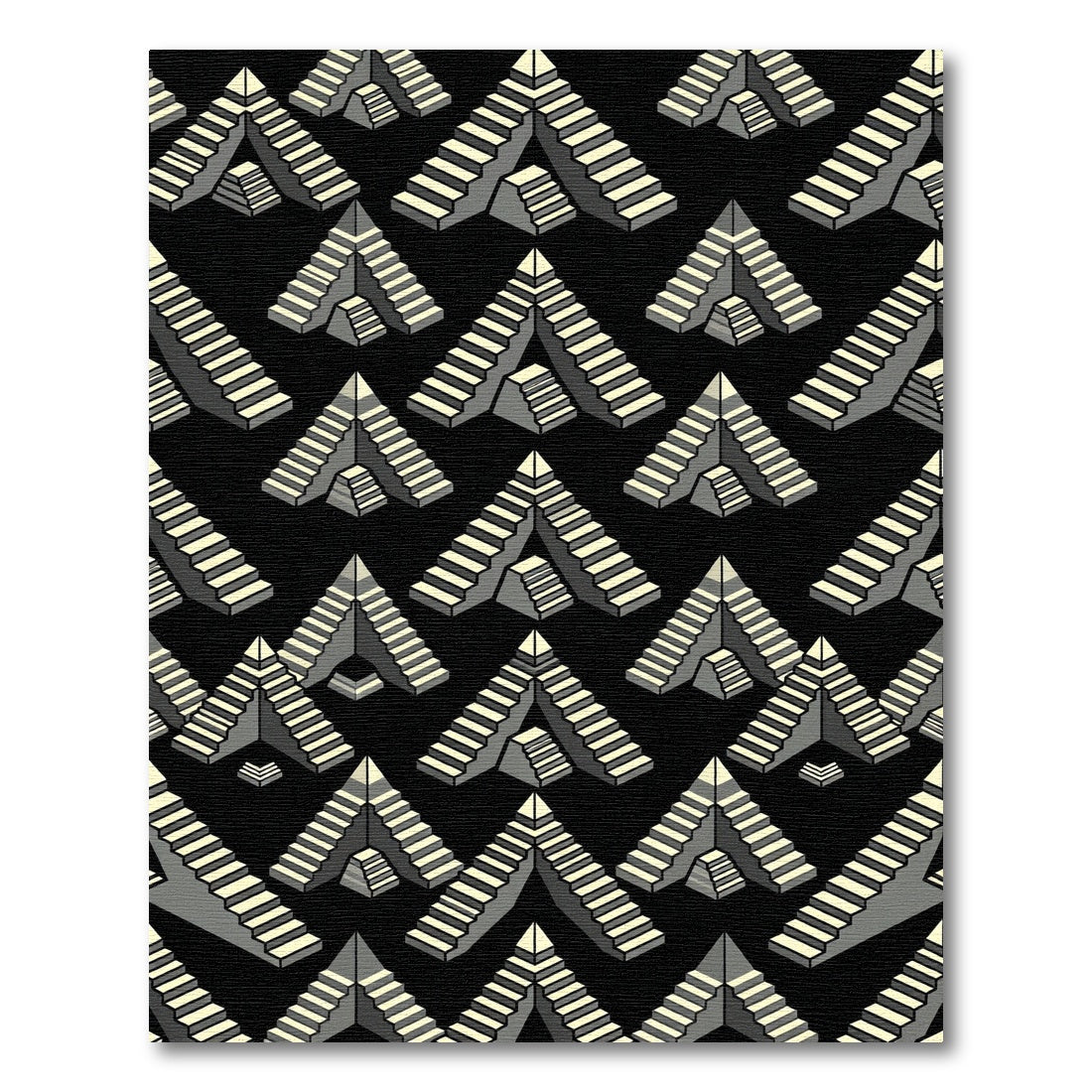 Modern Gray Isometric Stairs Rug