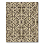 Ornate Cream and Brown Filigree Damask Rug