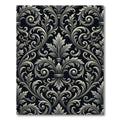Ornate Black White Acanthus Scroll Rug
