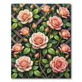 Blush Rose Trellis Floral Lattice Rug