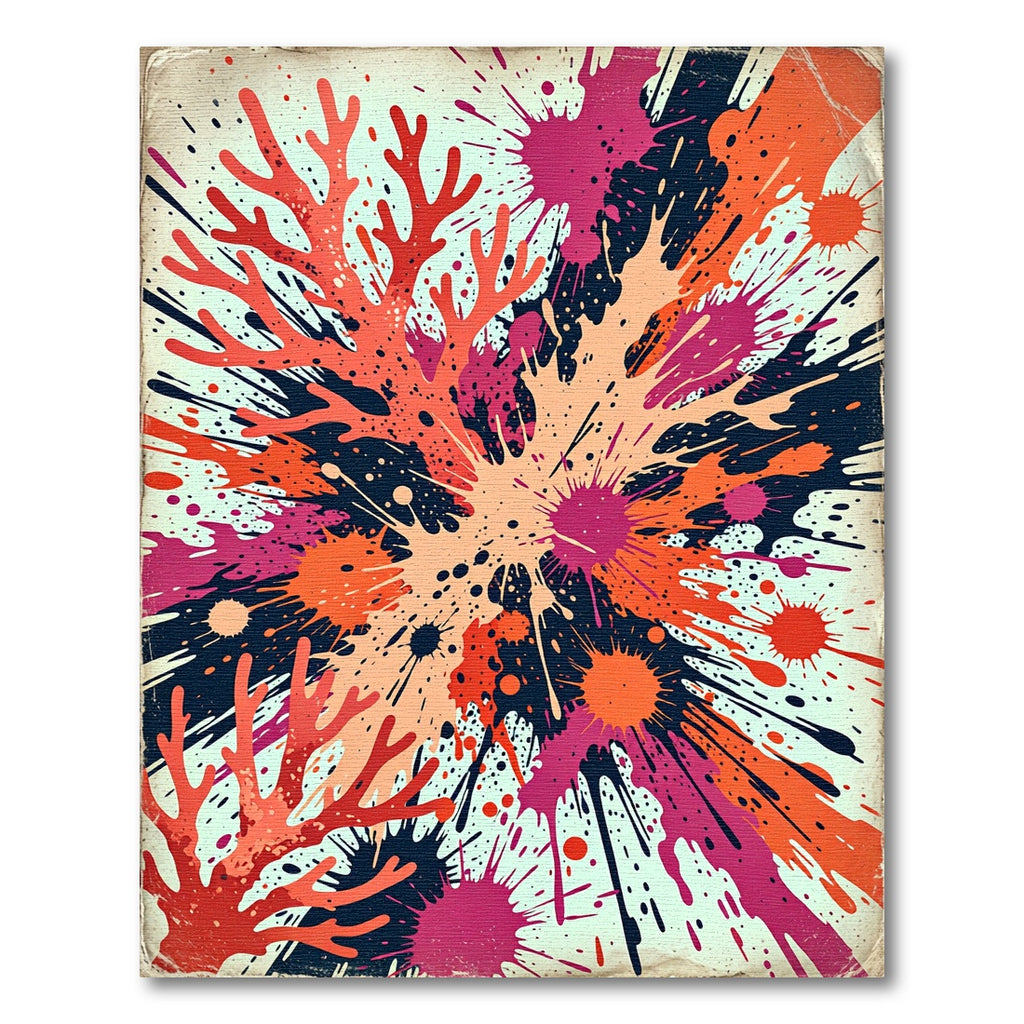 Coral Splatter Abstract Splash Rug
