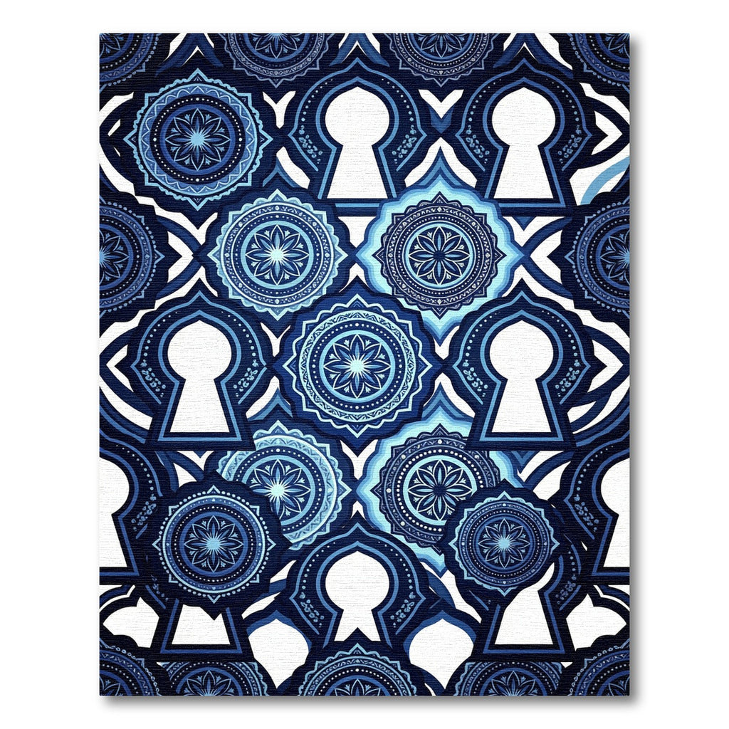 Art Deco Blue Filigree Mandala Rug