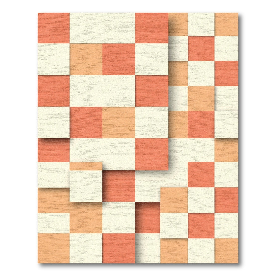Coral Cream Nested Squares Rug