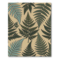 Green Fern Foliage Pattern Rustic Rug
