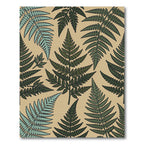 Green Fern Foliage Pattern Rustic Rug
