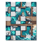 Coastal Dock Nautical Sailboats Water Rug