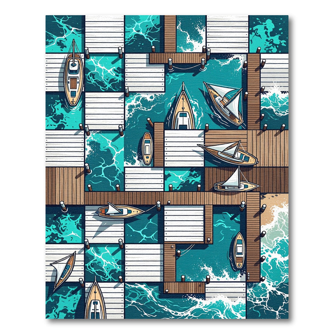 Coastal Dock Nautical Sailboats Water Rug