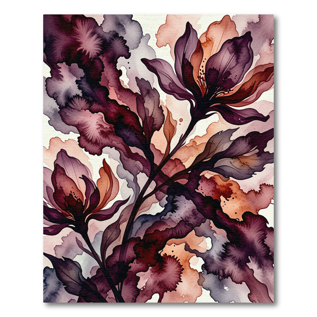 Ethereal Plum Watercolor Floral Art Rug